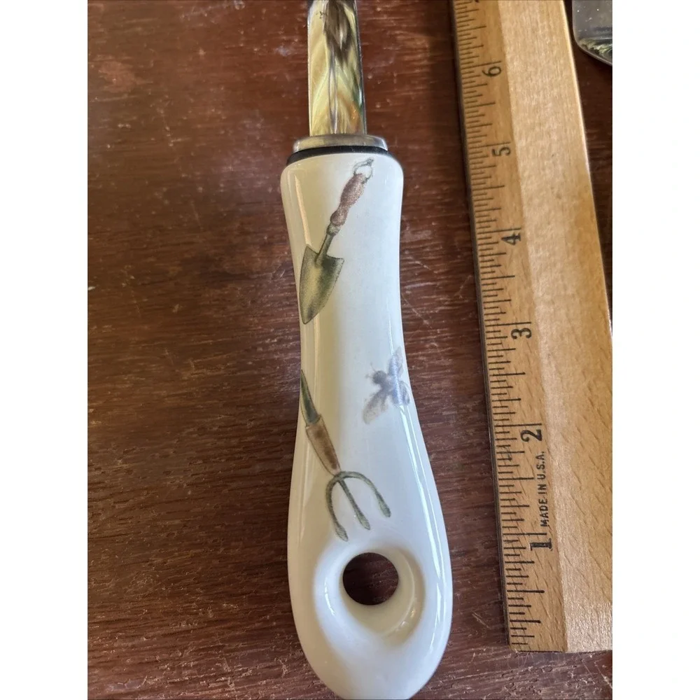 Pfaltzgraff Naturewood  Serving Spoon And Spatula With Ceramic Handles